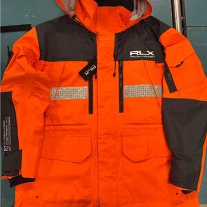 RLX Ralph Lauren Men's Vibrant Orange and Black Performance Jacket